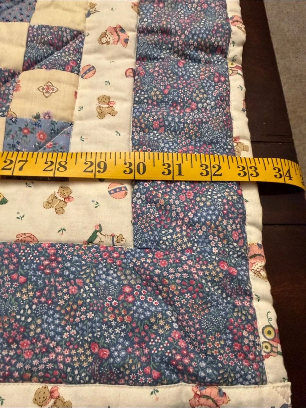 Quilted baby blanket.